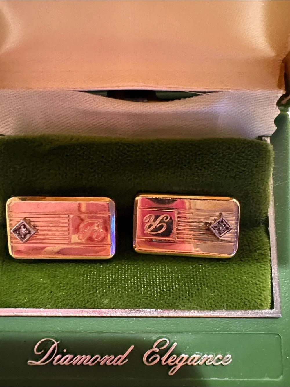 Gold and Black Rectangular Cufflinks